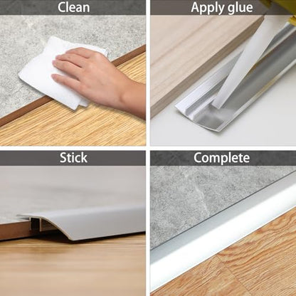 Gaahing Aluminum Floor Transition Threshold Strip, Bridge the Height Gap Between 0.2 to 0.5 inches for Doorway Ramp Tiles Laminate Planks (35.4in x 1.7in, Matte Silver) - size: 35.4in x 1.7in, Matte Silver