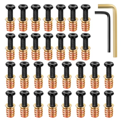 1/4-20 (30 Sets) Furniture Bolts and Nuts Assortment Kit, 3/4" Furniture Screws and 19/32" Threaded Insert Nuts with Allen Wrenches, Screw-in Nuts for Wood Furniture Assembly Connector - size: M6 x 20mm