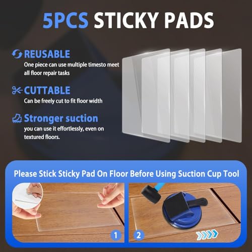 Heavy Duty Floor Gap Fixer Tool – Professional Flooring Gap Repair with 45° Striking Surface & Strong Suction Cup, Includes 5pcs Extra Sticky Pads for Laminate & Vinyl Floors