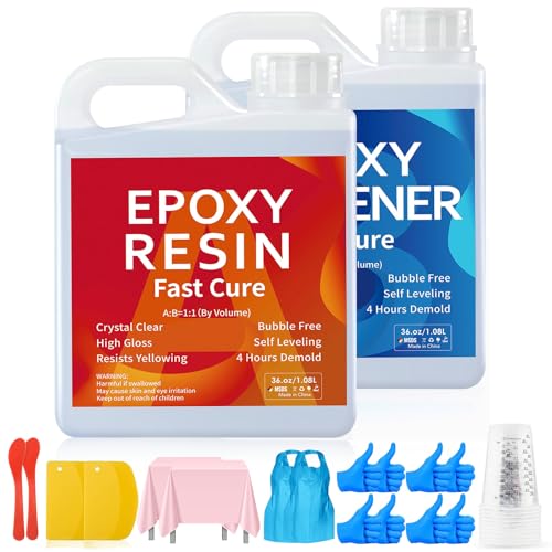 JANCHUN Epoxy Resin Kit 72oz, Bubble Free Crystal Clear Resin - size: 72 fl oz