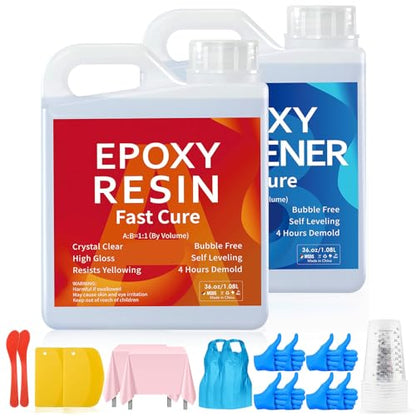 JANCHUN Epoxy Resin Kit 72oz, Bubble Free Crystal Clear Resin - size: 72 fl oz