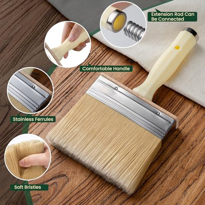 Mister Rui 5 Inch Deck Stain Brush, Limewash Paint Brush for Wood
