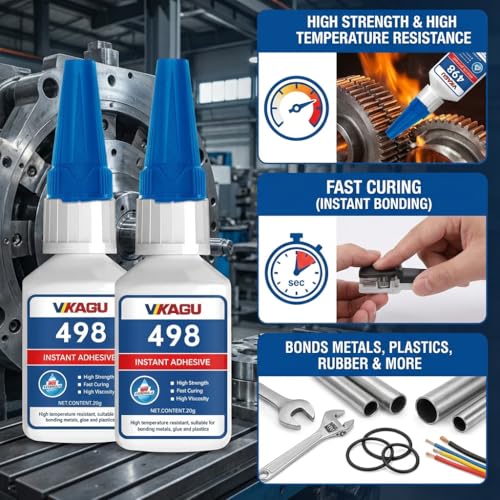 498 Super Glue Instant Adhesive Transparent 20g for Metal Plastic and Rubber 2 Pack - size: 498, style: 2 Pack