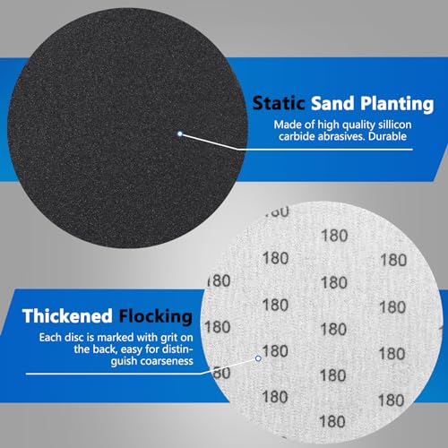 VIBRATITE 180 Grit 5 Inch Hook & Loop Sanding Discs, 70PCS - size: 5 Inch (180 Grit)