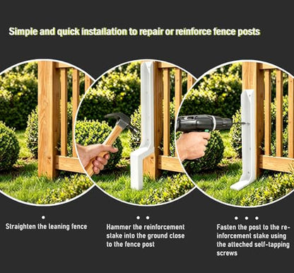 Fence Post Repair Kit, Heavy-Duty Fence Stabilizer, White, 1-Pack - color: White 1 pack