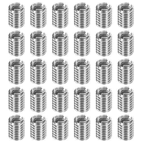uxcell 30Pcs Threaded Insert, Stainless Steel M4-0.7 Female to M6-1 Male Repair Nut 8mm Long Thread Adapters Sleeve Reducing Nut Thread Repair Screw for Hardwoods Softwoods - size: M4 x M6 x 8mm