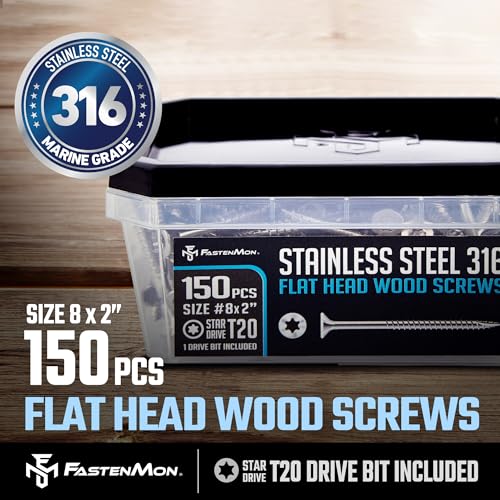 316 Stainless Steel Deck Screws, #8 x 2, 150 PCS - size: #8 x 2", style: 150 PCS