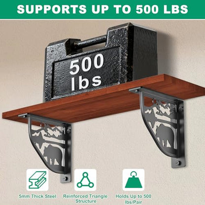 SELEWARE Heavy Duty Shelf Brackets 8" Decorative L Brackets, Bear 2Pcs - style: Bear-2 pack