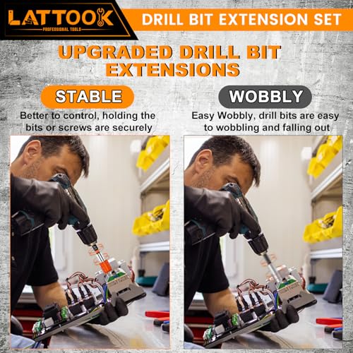 4-Pieces Drill Bit Extension Set (2-3/8", 4", 6", 12'' Long)