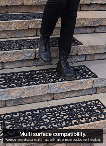 FINEHOUS Rubber Stair Treads Non-Slip Outdoor 35”x10” (5-Pack) – Anti-Slip Step Mat - size: 35" X 10", style: Iron