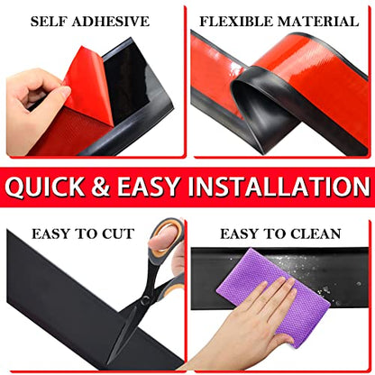 FONUNO Vinyl Wall Base Rubber Baseboard Molding Trim Self Adhesive 6" Wide - color: Black, size: 6in x 20ft