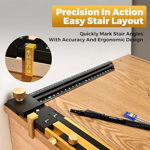 Stair Tread Template Tool (Brass/Black) Stair Tread Measuring Tool - Stair Tread Jig - Stair Tread Gauge - Modern Stair Template Tool