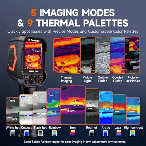 FOXWELL RT280 PRO Thermal Imaging Camera, Dual-Lens, 512 x 384 TISR, Black