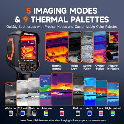 FOXWELL RT280 PRO Thermal Imaging Camera, Dual-Lens, 512 x 384 TISR, Black