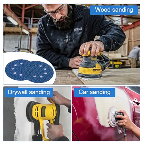 5 inch Rhombus Diamond Shape Blue Sanding Discs, 8-Hole, 70 Disc Variety Pack, Grits 80 - Hook & Loop Sandpaper, Random Orbital Sanders, Metal Wood - style: 5 inch 80 grit