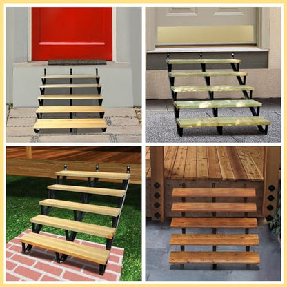 5 Step Metal Stair Step Steel Riser Stringers for 34.7" Height Deck, 3Packs - size: 5 Steps