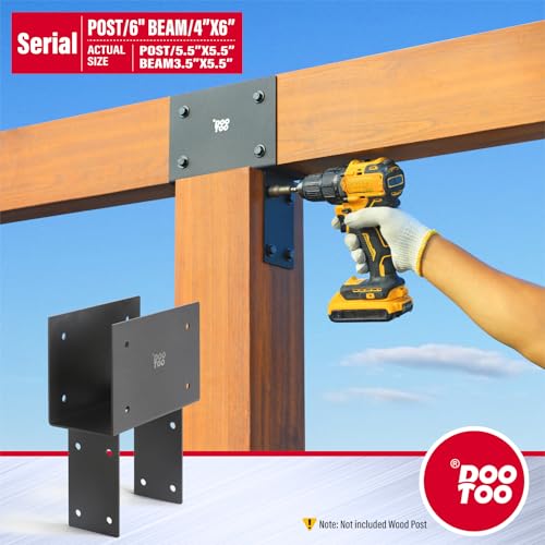 Stainless Steel Pergola Brackets, 4x6(Actual Post/5.5"x5.5" Beams/3.5"x5.5") Post to Beam Bracket, Heavy Duty Post Cap Tie Bracket for Gazebos, Decks and Porches(1pcs-Black) - size: 4x6 (Actual Post 5.5"x5.5", Beams 3.5"x5.5")