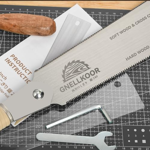 Japanese Hand Pull Saw, 9.5 In Ryoba Double Edge Saw of 9/18 TPI Professional Rip & Cross Cut Tool to Help Carpenter for achieve Soft Hard Woods or Furnitures Cutting Work Accurately Quickly - style: 9.5 Inch (240mm) Japanese Pull Saw