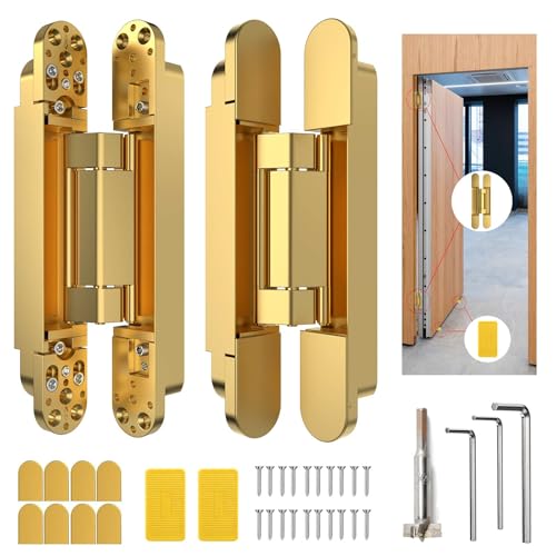 9.7" Hidden Door Hinge/Concealed Hinges,Invisible Hinges - color: Gold, size: 9.7 inches