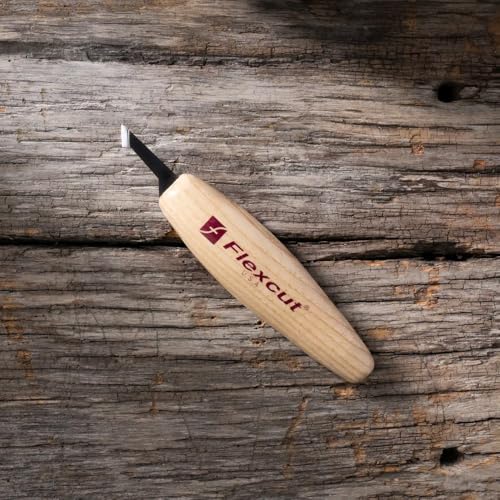 FLEXCUT Wood Carving Tools |Mini Detail Skew | Honed and Polished 1095 High Carbon Steel Blade | 3/8 Inch Blade | Ergonomic Ash Hardwood Handle| KN31 | Made in the U.S.A. - style: Mini Detail Skew Knife, 3/8 Inch