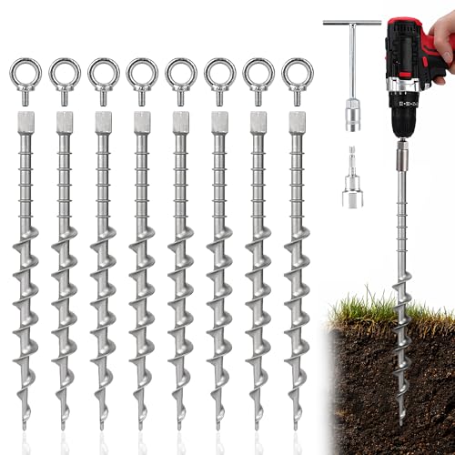 8 Pcs 12" Heavy Duty Aluminum Ground Anchors Screw in Tent Stakes