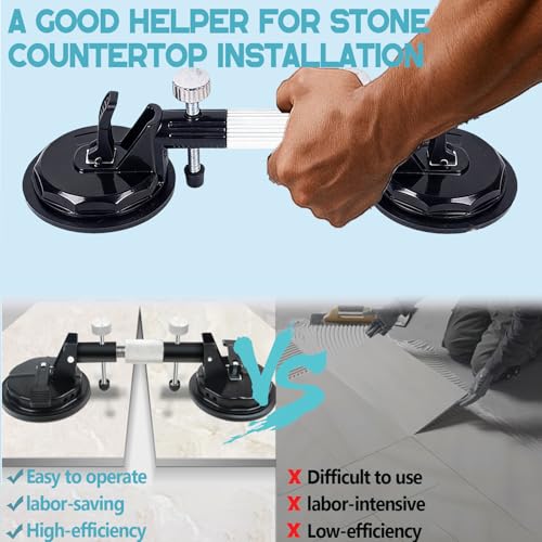 2 Pack Laminate Floor Gap Repair Tool, Professional Countertop Alignment Clamps, Adjustable Granite Seam Setter with Vacuum Suction Cups, for Granite, Marble, Stone and Glass