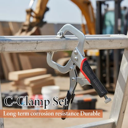 4 Pcs 6/9/11/14inch C Clamp Locking Pliers Vise Grip Clamps Heavy Duty Vise Grip Welding Clamp With Swivel Pads for Woodworking, Welding, Building,Home,Metalworking,Auto Repair - size: 6/9/11 Inch,Set of 4
