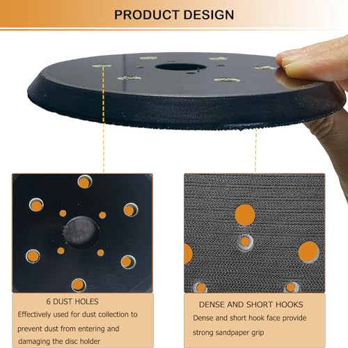 6 Inch 6 Hole Replacement Sander Pad for Ridgid R2611 Random Orbit Sander- 6" Hook and Loop Sanding Pad Work with 6 Inch Sander Disc - 2 Pack