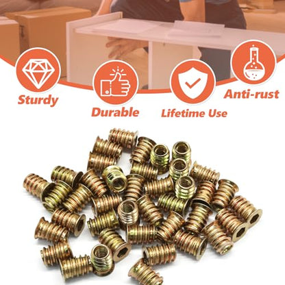 Litoexpe 40 Pcs 1/4"-20 Wood Threaded Inserts - size: 40 PCS