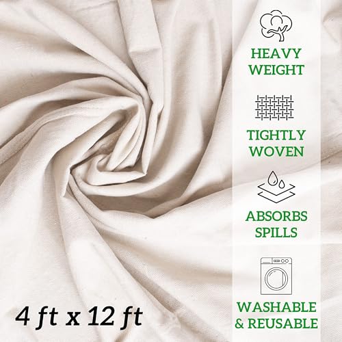 GREEN LIFESTYLE All Purpose Canvas Drop Cloths - Drop Cloth for Painting, Floor Cover, Heavy Duty Protection for Furniture & Surfaces, Reusable Painters Canvas Tarp for Renovation (2 Pack 4x10) - size: 4x10