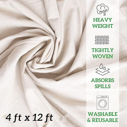 GREEN LIFESTYLE All Purpose Canvas Drop Cloths - Drop Cloth for Painting, Floor Cover, Heavy Duty Protection for Furniture & Surfaces, Reusable Painters Canvas Tarp for Renovation (2 Pack 4x10) - size: 4x10