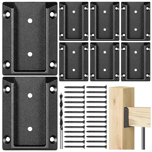 8pcs ADC-12 Aluminum Deck Railing Bracket, Deck Railing Connectors for 2"x4" (Actually 1.5"x3.5") Wooden Deck Railing Post to Handrail Connection (Black)