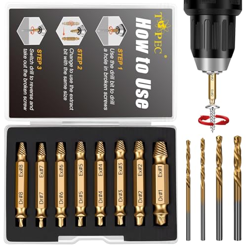 Topec 12 PCS Easy Out Screw Extractor Set, Gift for Men - size: 12 Pieces