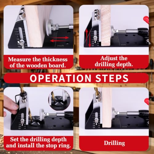Pocket Hole Jig Kit,3-Hole Metal Pocket Screw Jig System with Quick Clamp