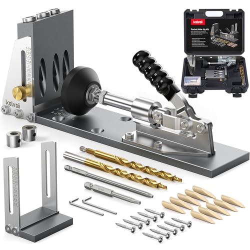Kolvoii Pocket Hole Jig Kit, Adjustable Drill Guide, 1/2 to 3-1/8 in