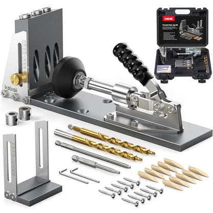 Kolvoii Pocket Hole Jig Kit, Adjustable Drill Guide, 1/2 to 3-1/8 in