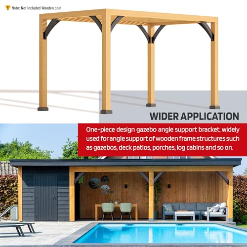 Q235-Steel Integrated Arc 45 Degree Pergola Support Bracket 2''x4''（Actual Tube Dia: 1.5''x 3.2''） Heavy Duty 4Pack - size: 1.5”x3.2”-Fixed Angle