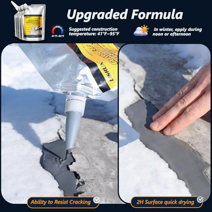Concrete Crack Filler,5 LB High Elasticity Cement Crack Filler,Self-Leveling Quick-Drying & Waterproof Concrete Caulk,Concrete Repair for Driveway,Walkway,Patio,Joint,Indoor and Outdoor,Grey (80oz) - size: 5LB