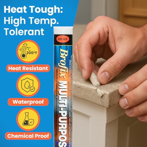 Brofix ePoxy Putty, Industrial-Strength, Heat & Pressure Resistant, Waterproof, Color-Matching, Fast-Setting, Drillable, Sandable & Paintable (Multi Purpose) - size: Multi Purpose