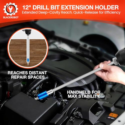 BLACKROBOT 8-Piece Drill Bit Extension Set, Magnetic Quick Change Impact Bit Holder in 2.5", 4", 6", 12" Sizes, for 1/4" Hex Drives, CR-V Steel, Ideal for Screwdriver Bits, Nuts, Drills - size: 8-Piece