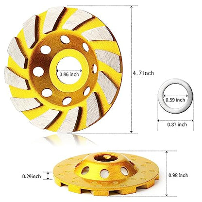 4.7 Inch Concrete Turbo Diamond Grinding Cup Wheel 12 Segs Heavy Duty Angle Grinder Wheels for Angle Grinder - size: 4.7 Inch
