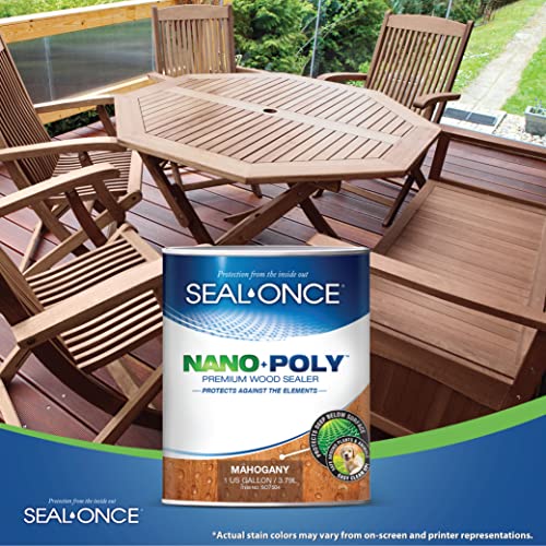 Seal-Once Nano+Poly Wood Sealer and Waterproofer, Mahogany, 1 Gallon - color: Mahogany, size: 1 Gallon