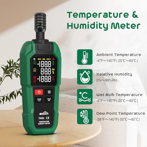 SQECH Temperature Humidity Meter Digital Hygrometer Psychrometer HVAC