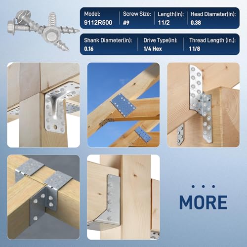 Mech.Galv.#9 x 1-1/2" Joist Hanger Screws-500 Qty,SD Connector Screws - color: Galvanized, size: #9 1-1/2''