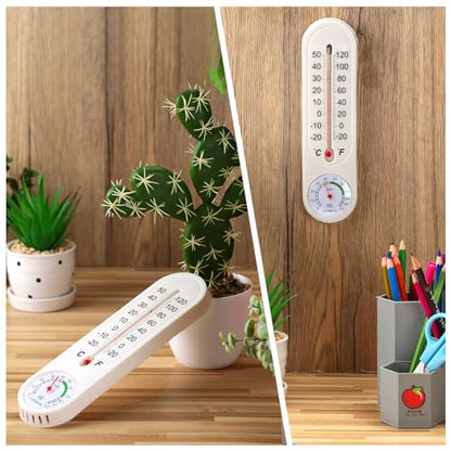 Leinuosen 3 Pcs Wall Thermometer Indoor Outdoor for House with Humidity