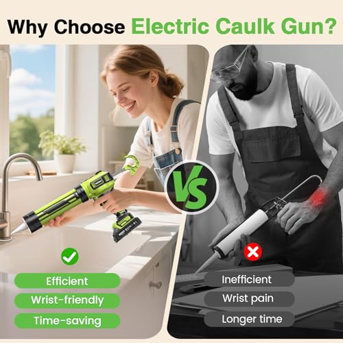 Taskstar Electric Caulking Gun with 2 x 2.0Ah Batteries, Upgraded Brushless - size: Brushless Motor +2 Batteries