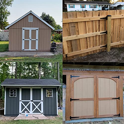 HILLMASTER 8 Inch T-Strap Heavy Duty Shed Door Hinges Gate Strap Hinges Black Tee Hinge Wrought Hardware for Wooden Fences,Yard,Barn Door,Rustproof (6 Pack) - size: 8in 6Pack