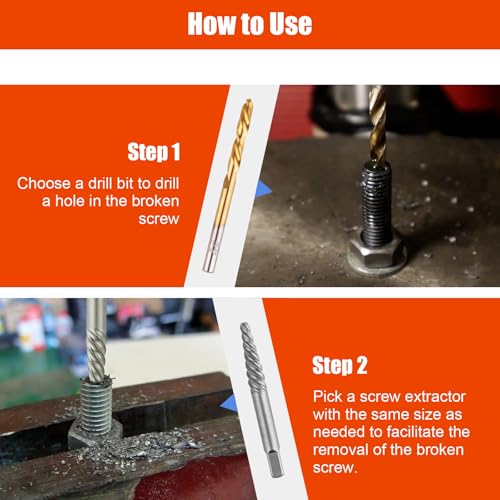 10-Piece Screw Extractor Left-Hand Drill Bit Set Spiral Flutes