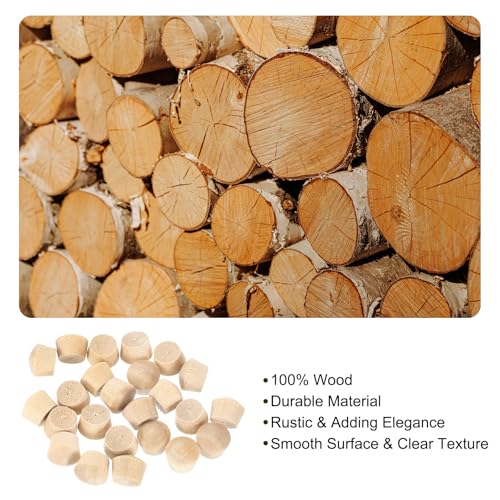 uxcell 26Pcs Wood Button Plugs,7.5mm/0.3" Flat Head Wood Screw Hole Plug - size: 9x7.5x8mm