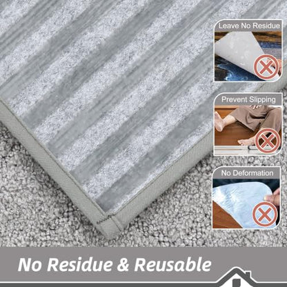 BEQHAUSE Non Slip Stair Treads for Wooden Steps 28" x 9", 4pcs, Grey - color: Grey - Geometric, size: 28 in X 9 in (4 Pieces)